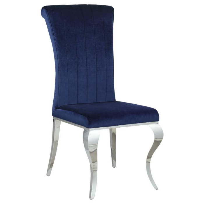 Coaster Betty Upholstered Side Chairs Ink Blue and Chrome (Set of 4) Model 105077