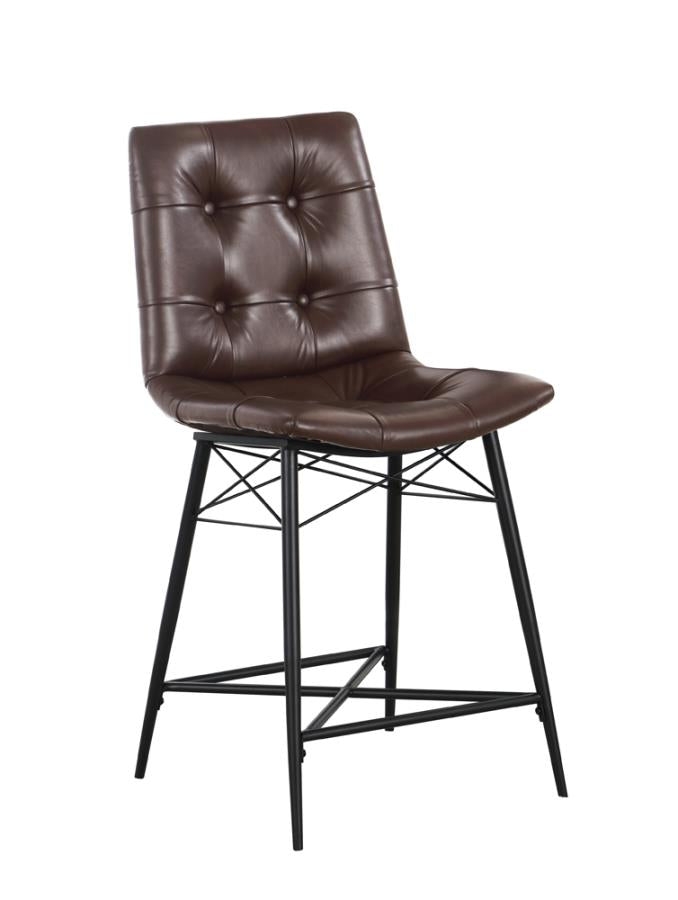 Coaster Aiken Upholstered Tufted Counter Height Stools Brown (Set of 2) Model 107860