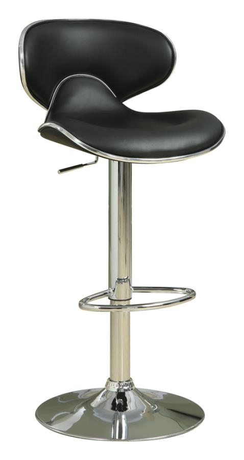 Coaster Edenton Upholstered Adjustable Height Bar Stools Black and Chrome (Set of 2) Model 120359