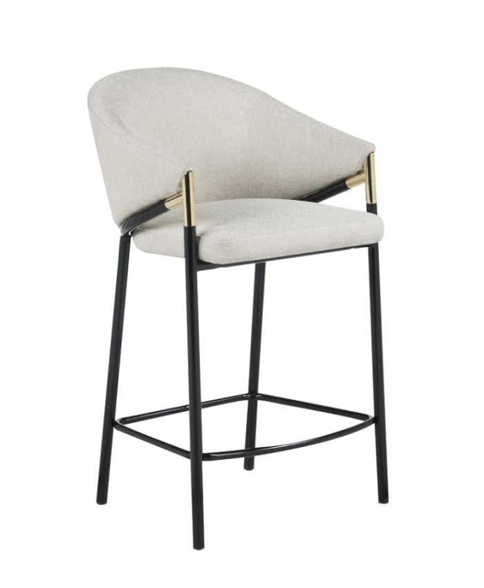 Coaster Chadwick Sloped Arm Counter Height Stools Beige and Glossy Black (Set of 2) Model 183436