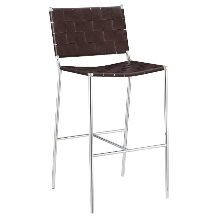 Coaster Adelaide Upholstered Bar Stool with Open Back Brown and Chrome Model 183584