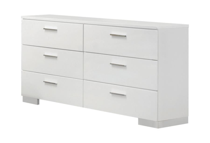 Coaster Felicity 6-drawer Dresser Glossy White Model 203503