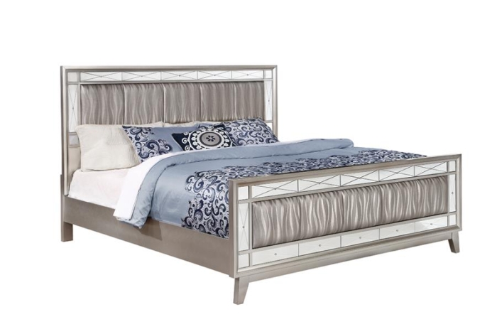 Coaster Leighton Full Panel Bed with Mirrored Accents Mercury Metallic Model 204921F
