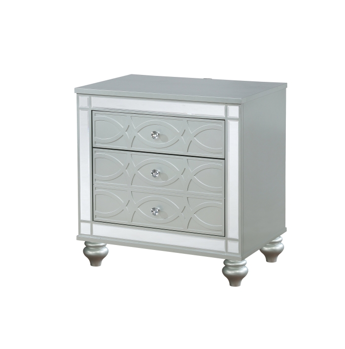 Coaster Gunnison 2-drawer Nightstand Silver Metallic Model 223212