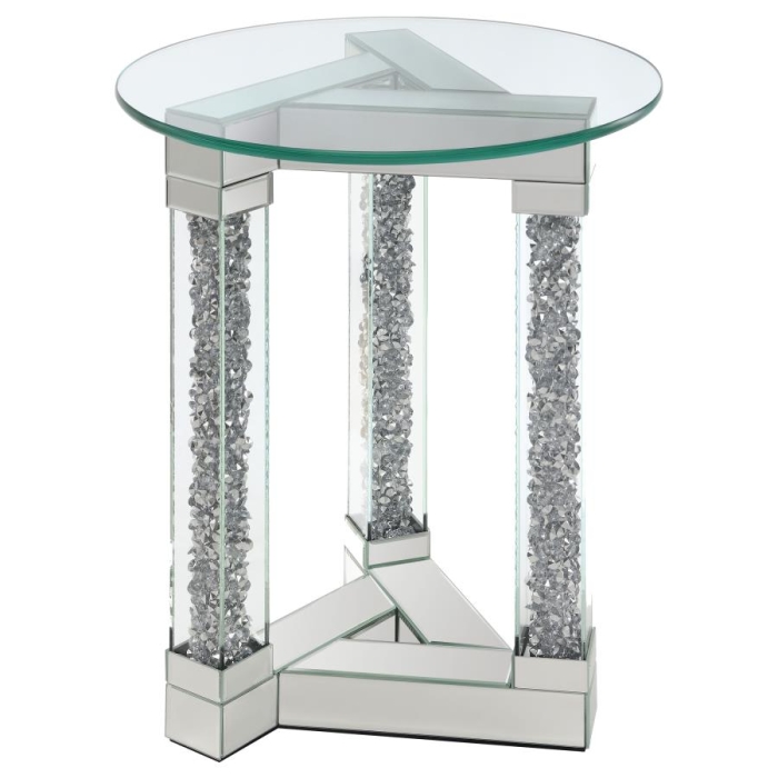 Coaster Octave Square Post Legs Round End Table Mirror Model 708427