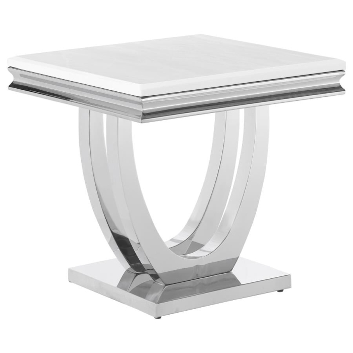 Coaster Adabella U-base Square End Table White and Chrome Model 708537
