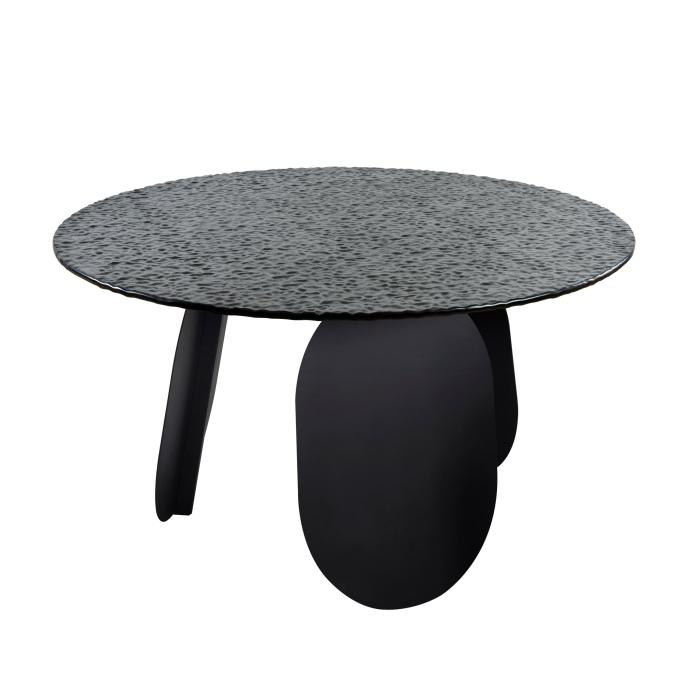 Modrest Maxine - Modern Hammered Grey Glass Round Dining Table Dining Table Black furniture-00181889 Vig Furniture VGYF-DT9003