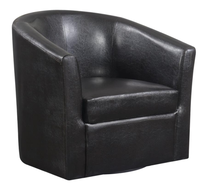 Coaster Turner Upholstery Sloped Arm Accent Swivel Chair Dark Brown Model 902098