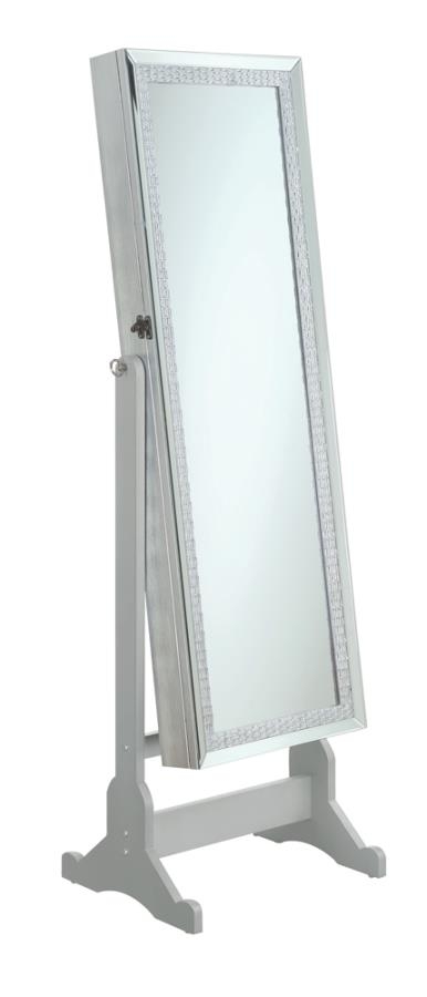 Coaster Elle Jewelry Cheval Mirror with Crytal Trim Silver Model 902779