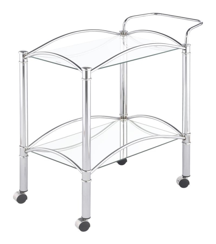 Coaster Shadix 2-tier Serving Cart with Glass Top Chrome and Clear Model 910077