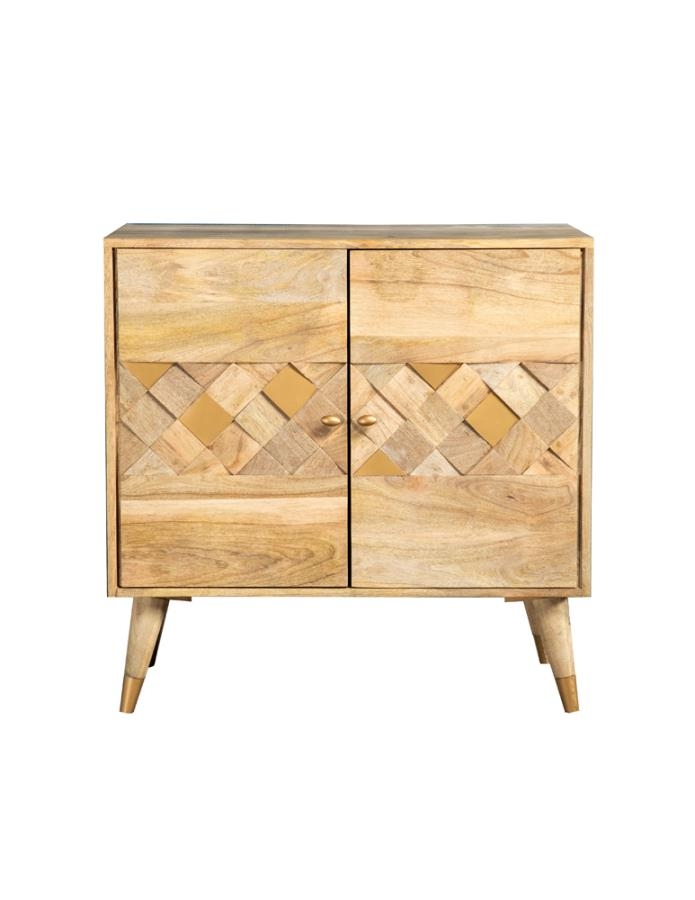Coaster Alyssum Checkered Pattern 2-door Accent Cabinet Natural Model 953459